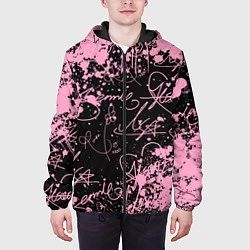 Куртка с капюшоном мужская Блэкпинк - автографы, цвет: 3D-черный — фото 2