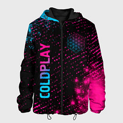 Куртка с капюшоном мужская Coldplay - neon gradient: надпись, символ, цвет: 3D-черный