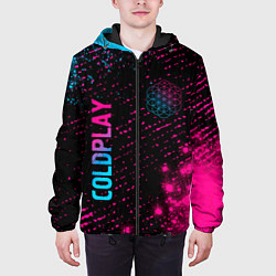 Куртка с капюшоном мужская Coldplay - neon gradient: надпись, символ, цвет: 3D-черный — фото 2