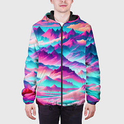 Куртка с капюшоном мужская Горы яркие, цвет: 3D-черный — фото 2
