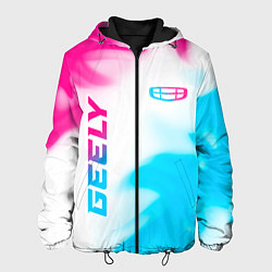 Куртка с капюшоном мужская Geely neon gradient style: надпись, символ, цвет: 3D-черный