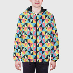 Куртка с капюшоном мужская Треугольная мозаика, цвет: 3D-черный — фото 2