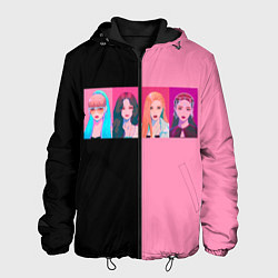 Куртка с капюшоном мужская Группа Black pink на черно-розовом фоне, цвет: 3D-черный