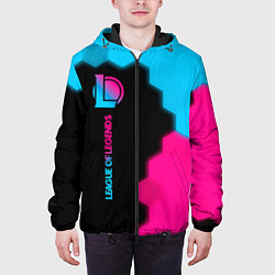Куртка с капюшоном мужская League of Legends - neon gradient: по-вертикали, цвет: 3D-черный — фото 2