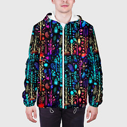 Куртка с капюшоном мужская Флуоресцентные Цветы, цвет: 3D-белый — фото 2