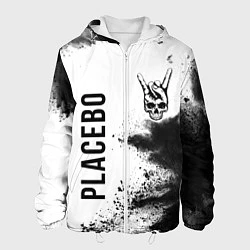 Куртка с капюшоном мужская Placebo и рок символ на светлом фоне, цвет: 3D-белый