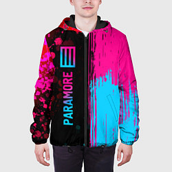 Куртка с капюшоном мужская Paramore - neon gradient: по-вертикали, цвет: 3D-черный — фото 2