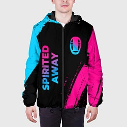 Куртка с капюшоном мужская Spirited Away - neon gradient: надпись, символ, цвет: 3D-черный — фото 2