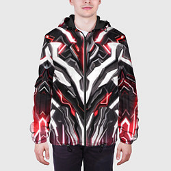 Куртка с капюшоном мужская Неоновая кибер броня красная, цвет: 3D-черный — фото 2