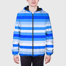 Куртка с капюшоном мужская Полосатый голубой, цвет: 3D-черный — фото 2