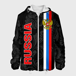 Куртка с капюшоном мужская Russia black style, цвет: 3D-белый