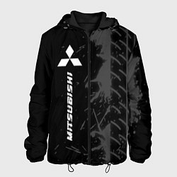 Куртка с капюшоном мужская Mitsubishi speed на темном фоне со следами шин: по, цвет: 3D-черный
