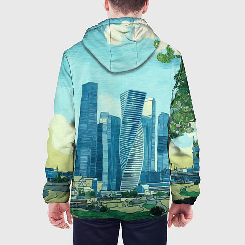 Мужская куртка Москва-сити Ван Гог / 3D-Белый – фото 4