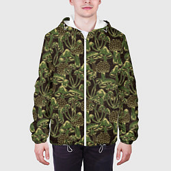 Куртка с капюшоном мужская Магические грибы - камуфляж, цвет: 3D-белый — фото 2