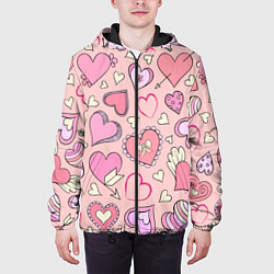 Куртка с капюшоном мужская Many many hearts, цвет: 3D-черный — фото 2