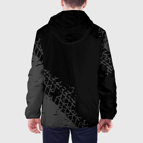 Мужская куртка Geely speed на темном фоне со следами шин: надпись / 3D-Черный – фото 4