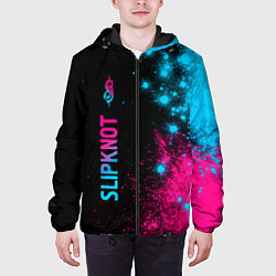 Куртка с капюшоном мужская Slipknot - neon gradient: по-вертикали, цвет: 3D-черный — фото 2