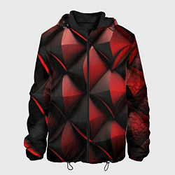 Куртка с капюшоном мужская Объемная текстура красная кожа, цвет: 3D-черный