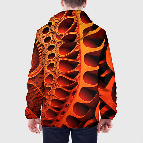 Мужская куртка Объемная оранжевая абстракция / 3D-Белый – фото 4