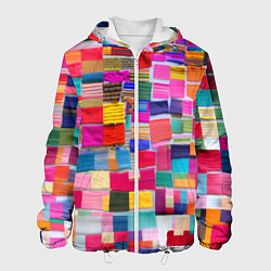 Куртка с капюшоном мужская Разноцветные лоскутки, цвет: 3D-белый