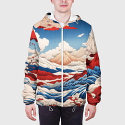 Куртка с капюшоном мужская Японский ретро пейзаж, цвет: 3D-белый — фото 2