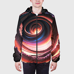Куртка с капюшоном мужская Вихрь из звезд и облаков, цвет: 3D-черный — фото 2