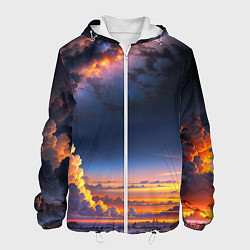 Куртка с капюшоном мужская Млечный путь и облака на закате, цвет: 3D-белый