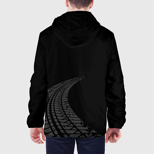 Мужская куртка SsangYong speed на темном фоне со следами шин: над / 3D-Черный – фото 4