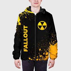 Куртка с капюшоном мужская Fallout - gold gradient: надпись, символ, цвет: 3D-черный — фото 2