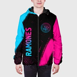 Куртка с капюшоном мужская Ramones - neon gradient: надпись, символ, цвет: 3D-черный — фото 2