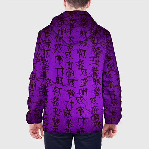 Мужская куртка Неоновый дракон - иероглифы / 3D-Белый – фото 4