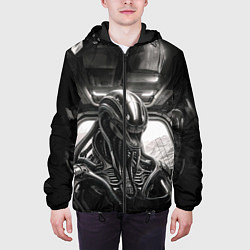 Куртка с капюшоном мужская Ксеноморф в каюте космического корабля, цвет: 3D-черный — фото 2