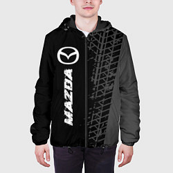 Куртка с капюшоном мужская Mazda speed на темном фоне со следами шин: по-верт, цвет: 3D-черный — фото 2