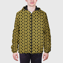 Куртка с капюшоном мужская Цветок Жизни - Золото, цвет: 3D-черный — фото 2