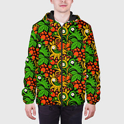 Куртка с капюшоном мужская Русское народное искусство - хохлома, цвет: 3D-черный — фото 2