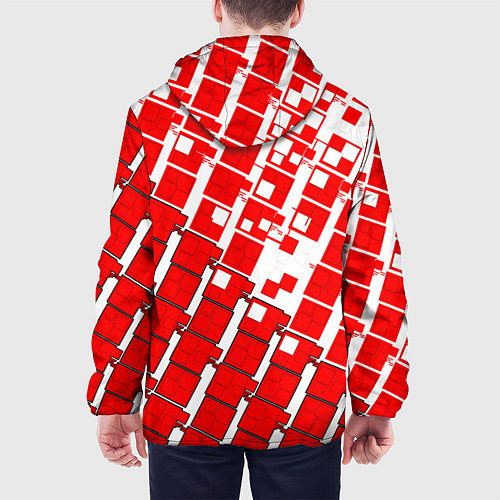 Мужская куртка Киберпанк квадраты красные / 3D-Белый – фото 4