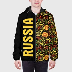 Куртка с капюшоном мужская Russia хохлома, цвет: 3D-черный — фото 2