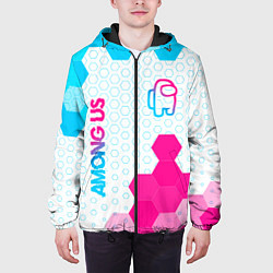 Куртка с капюшоном мужская Among Us neon gradient style: надпись, символ, цвет: 3D-черный — фото 2