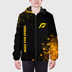 Куртка с капюшоном мужская Need for Speed - gold gradient: надпись, символ, цвет: 3D-черный — фото 2