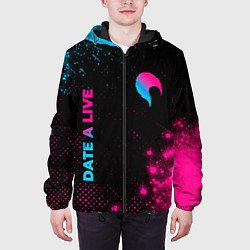 Куртка с капюшоном мужская Date A Live - neon gradient: надпись, символ, цвет: 3D-черный — фото 2