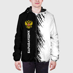 Куртка с капюшоном мужская Барабанщик из России и герб РФ: по-вертикали, цвет: 3D-черный — фото 2