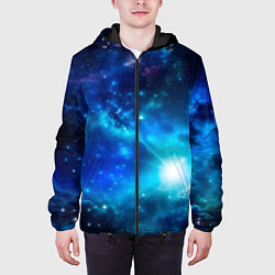 Куртка с капюшоном мужская Звёздный космос чёрно-синий, цвет: 3D-черный — фото 2