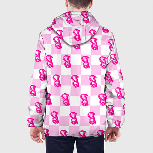 Мужская куртка Розовая шашка и Барби / 3D-Белый – фото 4