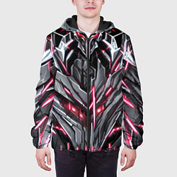 Куртка с капюшоном мужская Красная кибер броня, цвет: 3D-черный — фото 2
