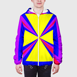 Куртка с капюшоном мужская Абстракция геометрическая, цвет: 3D-белый — фото 2
