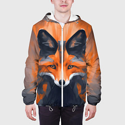 Куртка с капюшоном мужская Нарисованная огненная лиса, цвет: 3D-белый — фото 2