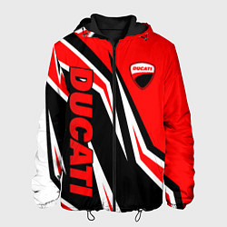 Куртка с капюшоном мужская Ducati- red stripes, цвет: 3D-черный