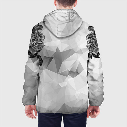 Мужская куртка Тату розы на геометрическом фоне кристаллов / 3D-Белый – фото 4
