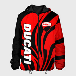 Куртка с капюшоном мужская Ducati - red stripes, цвет: 3D-черный