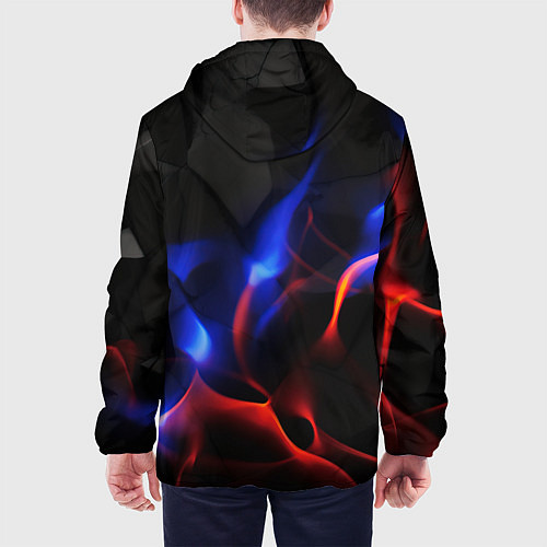 Мужская куртка Красное и синие свечение от черных плит / 3D-Белый – фото 4